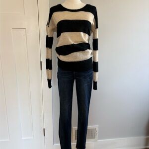 Club Monaco Black & Cream Wide-Stripe Crewneck Sweater
